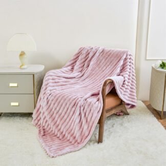 Aganear Fluffy Throw Blanket for Couch,3D Ribbed Jacquard Warm Fuzzy Blanket for Couch, Home Decor for Lightweight Cozy Soft Throw for All Seasons(Pink,50"×60")