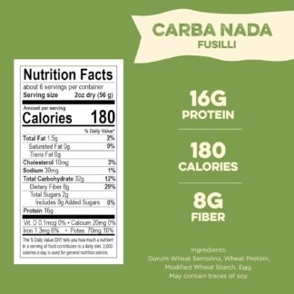 Al Dente Carba-Nada Fusilli, 12 Ounce (Pack of 6)