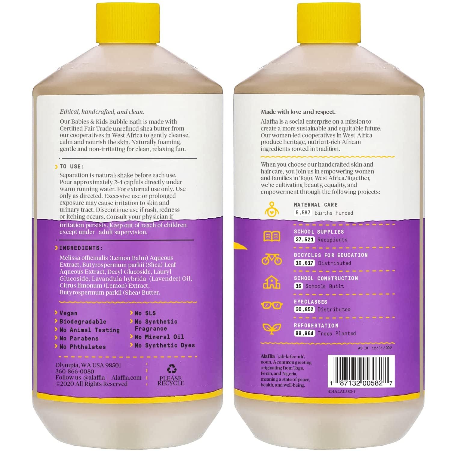 Alaffia Babies Kids Bubble Bath Lemon Lavender Pump Included Gentle Cleanser with Raw Shea Butter and Lemon Balm 32 Fl Oz - lunas-mystic-emporium.com Alaffia Babies & Kids Bubble Bath, Lemon Lavender, Pump Included – Gentle Cleanser with Raw Shea Butter and Lemon Balm, 32 Fl Oz