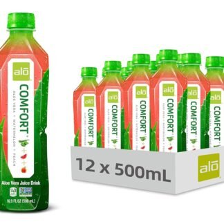 Alo Comfort Watermelon and Peach Aloe Vera Juice Drink, 16.9 Fluid Ounce - 12 per case.