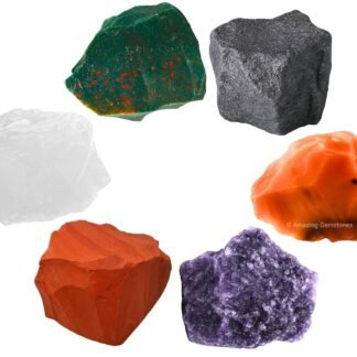 Amazing Gemstone Crystals for Menopause, Set of 6 Blood Stone, Lepidolite, Carnelian, Hematite, Red Jasper and Clear Quartz Healing Crystals and Stones
