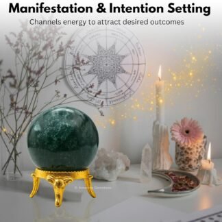 Amazing Gemstone Moss Agate Crystal Ball with Stand - 1.5" Inches Crystal Sphere Meditation Balls for Witchcraft and Decorative Balls