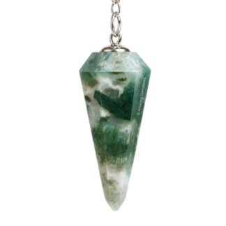 Amazing Gemstone Moss Agate Crystal Pendulum for Divination - Certified Dowsing Crystals&Healing Stones for Chakra Balancing&Meditation - Enhance Reiki Spiritual Growth with...