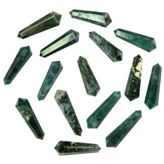 Amazing Gemstone Moss Agate Crystal Points Bulk Healing Crystals&Stones - Pack of 3 Double Terminated Healing W& Point Bulk Crystals for Crafts, Crystal Grid, DIY Work - Premium...
