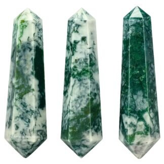 Amazing Gemstone Moss Agate Crystal Points Bulk Healing Crystals&Stones - Pack of 3 Double Terminated Healing W& Point Bulk Crystals for Crafts, Crystal Grid, DIY Work - Premium...