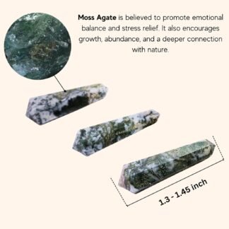 Amazing Gemstone Moss Agate Crystal Points Bulk Healing Crystals&Stones - Pack of 3 Double Terminated Healing W& Point Bulk Crystals for Crafts, Crystal Grid, DIY Work - Premium...