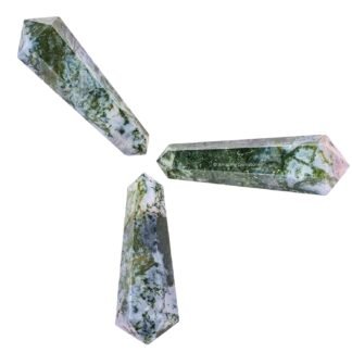 Amazing Gemstone Moss Agate Crystal Points Bulk Healing Crystals&Stones - Pack of 3 Double Terminated Healing W& Point Bulk Crystals for Crafts, Crystal Grid, DIY Work - Premium...