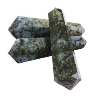 Amazing Gemstone Moss Agate Crystal Points Bulk Healing Crystals&Stones - Pack of 3 Double Terminated Healing W& Point Bulk Crystals for Crafts, Crystal Grid, DIY Work - Premium...