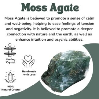Amazing Gemstone Moss Agate Raw Crystals and Healing Stones, Natural Rocks for Tumbling and DIY Raw Stones and Crystals (5 Pieces)