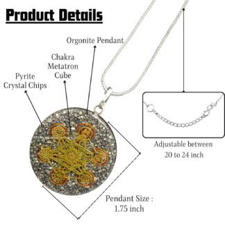 Amazing Gemstone Orgone Pendant with Pyrite Crystal and Chakra Metatron Cube - Natural Healing Pendant Necklace for Women Men