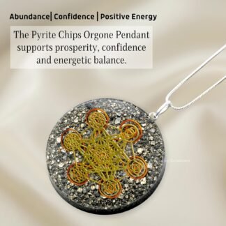 Amazing Gemstone Orgone Pendant with Pyrite Crystal and Chakra Metatron Cube - Natural Healing Pendant Necklace for Women Men