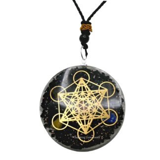 Amazing Gemstone Orgone Pendant with Pyrite Crystal and Chakra Metatron Cube - Natural Healing Pendant Necklace for Women Men
