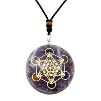 Amazing Gemstone Orgone Pendant with Pyrite Crystal and Chakra Metatron Cube - Natural Healing Pendant Necklace for Women Men