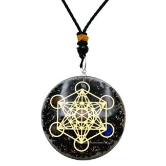 Amazing Gemstone Orgone Pendant with Pyrite Crystal and Chakra Metatron Cube - Natural Healing Pendant Necklace for Women Men