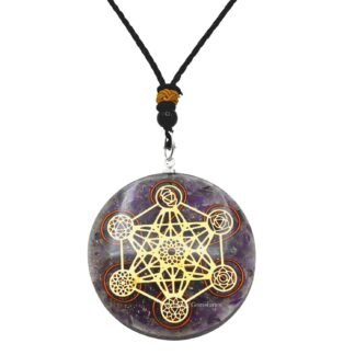 Amazing Gemstone Orgone Pendant with Pyrite Crystal and Chakra Metatron Cube - Natural Healing Pendant Necklace for Women Men