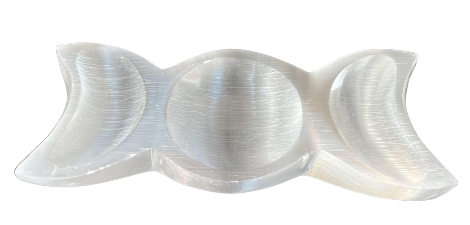 Amazing Gemstone Selenite Bowl - 3 Round Selenite Crystal Charging Plate - lunas-mystic-emporium.com Amazing Gemstone Selenite Bowl - 3" Round Selenite Crystal Charging Plate