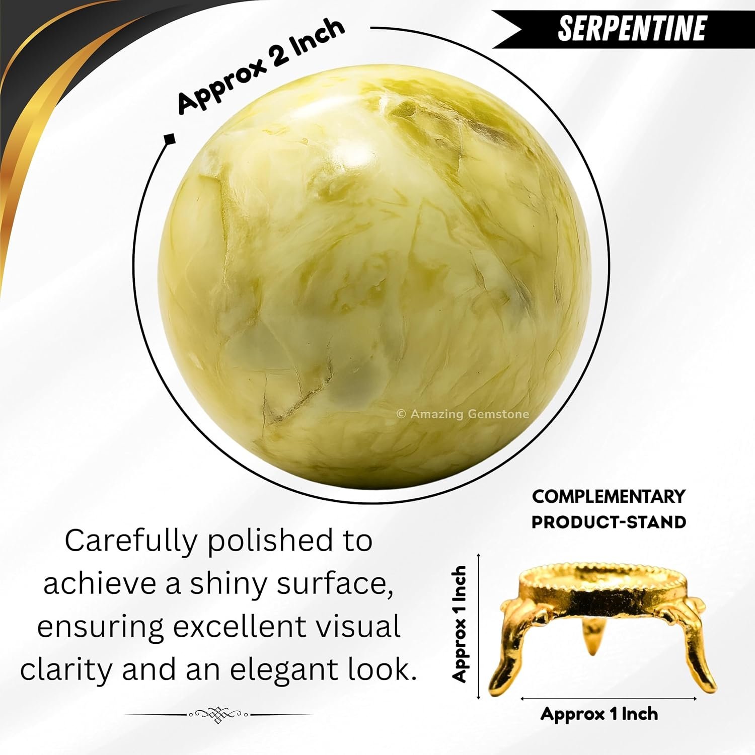 Amazing Gemstone Serpentine Crystal Ball with Stand - 2 Inches Crystal Sphere Meditation Balls for Witchcraft and Decorative Balls - lunas-mystic-emporium.com Amazing Gemstone Serpentine Crystal Ball with Stand - 2 Inches Crystal Sphere Meditation Balls for Witchcraft and Decorative Balls