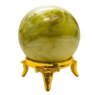 Amazing Gemstone Serpentine Crystal Ball with Stand - 2 Inches Crystal Sphere Meditation Balls for Witchcraft and Decorative Balls