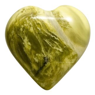 Amazing Gemstone Serpentine Crystal Heart Palm Stone - Pocket Massage Worry Stone for Natural Body Chakra Balancing, Reiki Healing and Crystal Grid