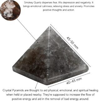 Amazing Gemstone Smoky Quartz Pyramid Crystal Healing Stones - 2" Great Pyramid Figurine of Natural Stone Pyramid for Meditation, Reiki, Chakra Balancing and Crystal Pyramids Grid