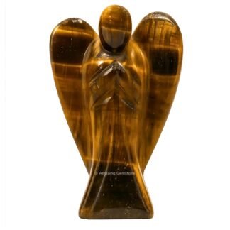 Amazing Gemstone Tiger Eye Angel - Tiger Eye Crystal Angel and Pocket Guardian Angel Crystal Figurines (2 inches)
