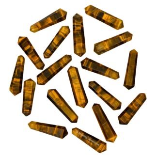 Amazing Gemstone Tiger Eye Crystal Points Bulk Healing Crystals and Stones - Pack of 3 Double Terminated Healing Wand Point Bulk Crystals for Crafts, Crystal Grid, DIY Work