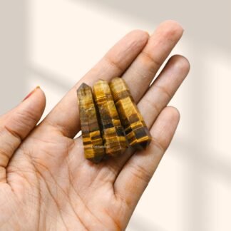 Amazing Gemstone Tiger Eye Crystal Points Bulk Healing Crystals and Stones - Pack of 3 Double Terminated Healing Wand Point Bulk Crystals for Crafts, Crystal Grid, DIY Work