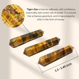 Amazing Gemstone Tiger Eye Crystal Points Bulk Healing Crystals and Stones - Pack of 3 Double Terminated Healing Wand Point Bulk Crystals for Crafts, Crystal Grid, DIY Work