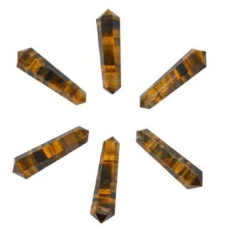 Amazing Gemstone Tiger Eye Crystal Points Bulk Healing Crystals and Stones - Pack of 3 Double Terminated Healing Wand Point Bulk Crystals for Crafts, Crystal Grid, DIY Work