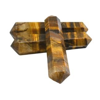 Amazing Gemstone Tiger Eye Crystal Points Bulk Healing Crystals and Stones - Pack of 3 Double Terminated Healing Wand Point Bulk Crystals for Crafts, Crystal Grid, DIY Work