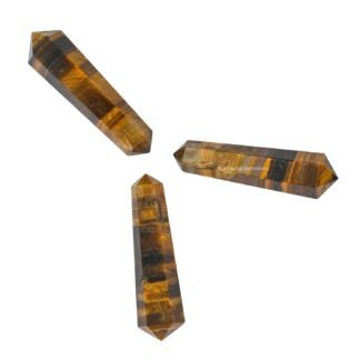 Amazing Gemstone Tiger Eye Crystal Points Bulk Healing Crystals and Stones - Pack of 3 Double Terminated Healing Wand Point Bulk Crystals for Crafts, Crystal Grid, DIY Work