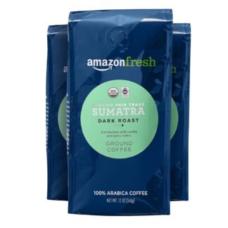 Amazon Fresh Organic Fair Trade Peru Ground Coffee, Medium Roast, 12 Ounce (Pack of 3)