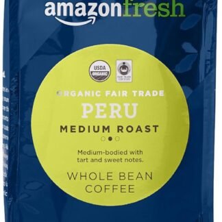 Amazon Fresh, Organic Fair Trade Peru Whole Bean Coffee, Medium Roast, 12 Oz
