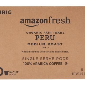 AmazonFresh 80 Ct. Organic Fair Trade K-Cups, Peru Medium Roast, Keurig K-Cup Brewer Compatible