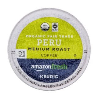 AmazonFresh 80 Ct. Organic Fair Trade K-Cups, Peru Medium Roast, Keurig K-Cup Brewer Compatible