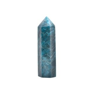 Angelstones Natural Blue Apatite Gemstone Healing Crystal Hexagonal Pointed Reiki Chakra Faceted Prism Wand Carved Stone Figurine Home Decor