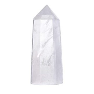 Angelstones Natural Moss Agate Gemstone Healing Crystal Hexagonal Pointed Reiki Chakra Faceted Prism Wand Carved Stone Figurine Home Decor