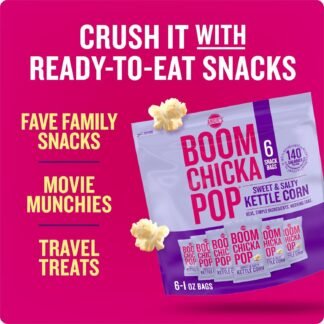 Angie’s BOOMCHICKAPOP Sweet & Salty Kettle Corn Popcorn, 1 oz. Individual Bag, 6-Count