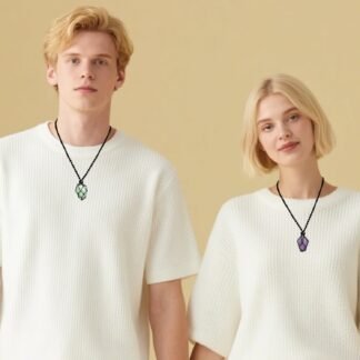 Anjiucc Natural Gemstone Crystal Pendant Necklace Stone Holder Necklace Cord Hand-Woven Necklace with Adjustable Length for Women Men