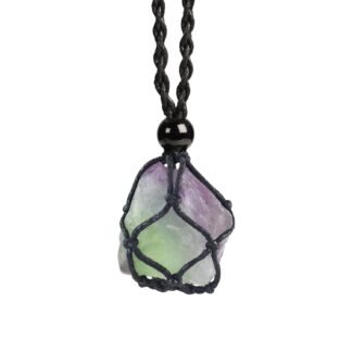 Anjiucc Natural Gemstone Crystal Pendant Necklace Stone Holder Necklace Cord Hand-Woven Necklace with Adjustable Length for Women Men