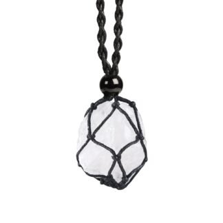 Anjiucc Natural Gemstone Crystal Pendant Necklace Stone Holder Necklace Cord Hand-Woven Necklace with Adjustable Length for Women Men