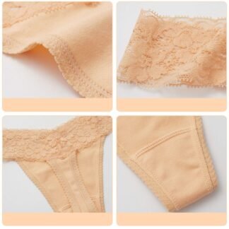 ANNYISON Women's Thongs, T Back Low Waist See Through Panties Cotton Seamless Lace Thongs for Women