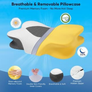 Anvo Cervical Pillow for Neck Pain Relief - Neck Pillows for Pain Relief Sleeping - Pillow for Neck and Shoulder Pain - Ergonomic Design for Side Back Stomach Sleeper-Grey Queen...