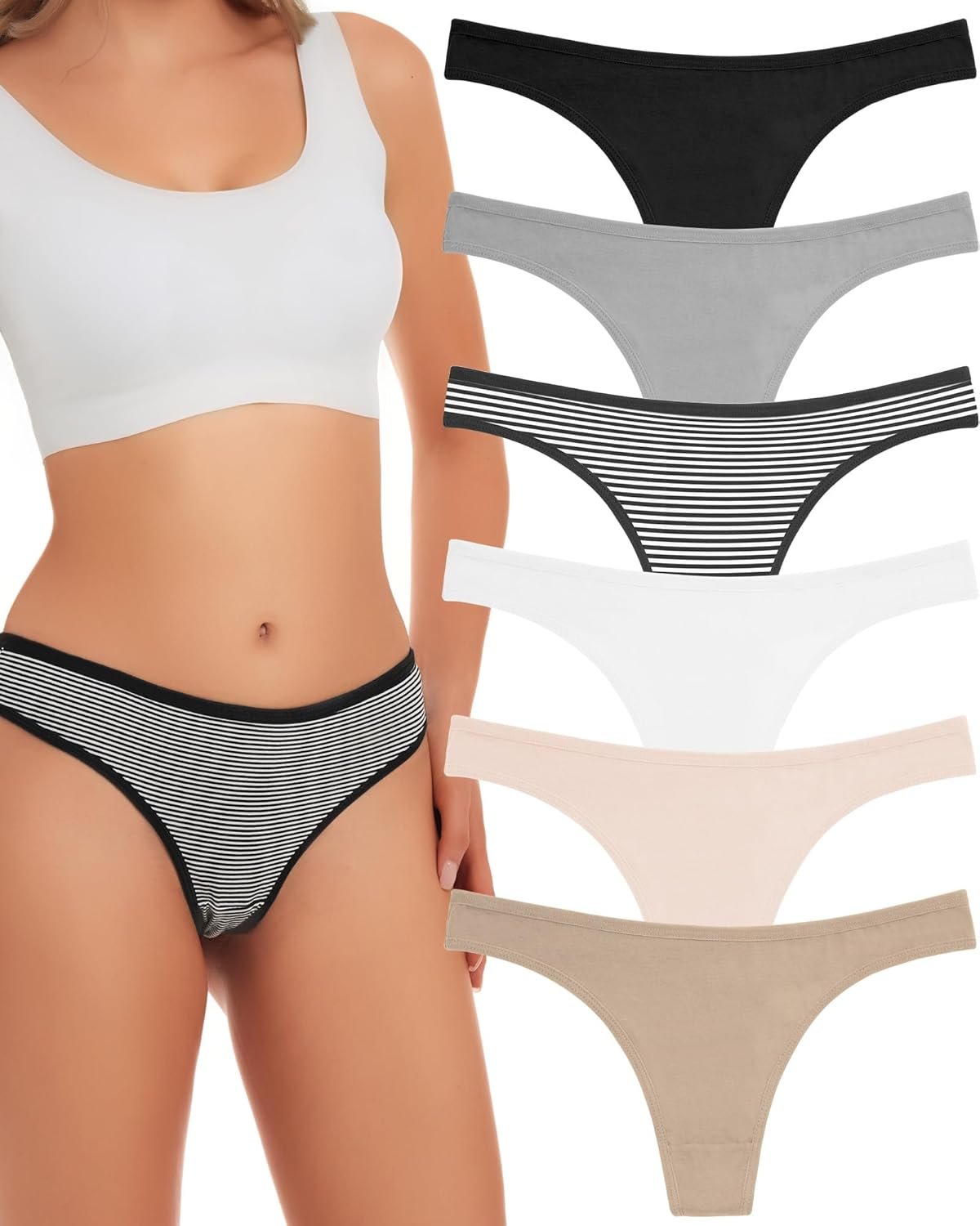 ANZERMIX Womens Breathable Cotton Thong Panties Pack of 6 - lunas-mystic-emporium.com ANZERMIX Women's Breathable Cotton Thong Panties Pack of 6