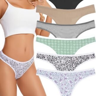 ANZERMIX Women's Breathable Cotton Thong Panties Pack of 6