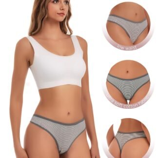 ANZERMIX Women's Breathable Cotton Thong Panties Pack of 6