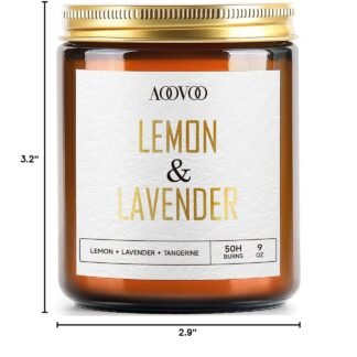 AOOVOO Lemon Lavender Scented Candle - Lavender Candle Scented Candles Soy Aromatherapy Candle Soy Wax Candle 9oz - lunas-mystic-emporium.com AOOVOO Lemon Lavender Scented Candle - Lavender Candle, Scented Candles, Soy Aromatherapy Candle, Soy Wax Candle, 9oz