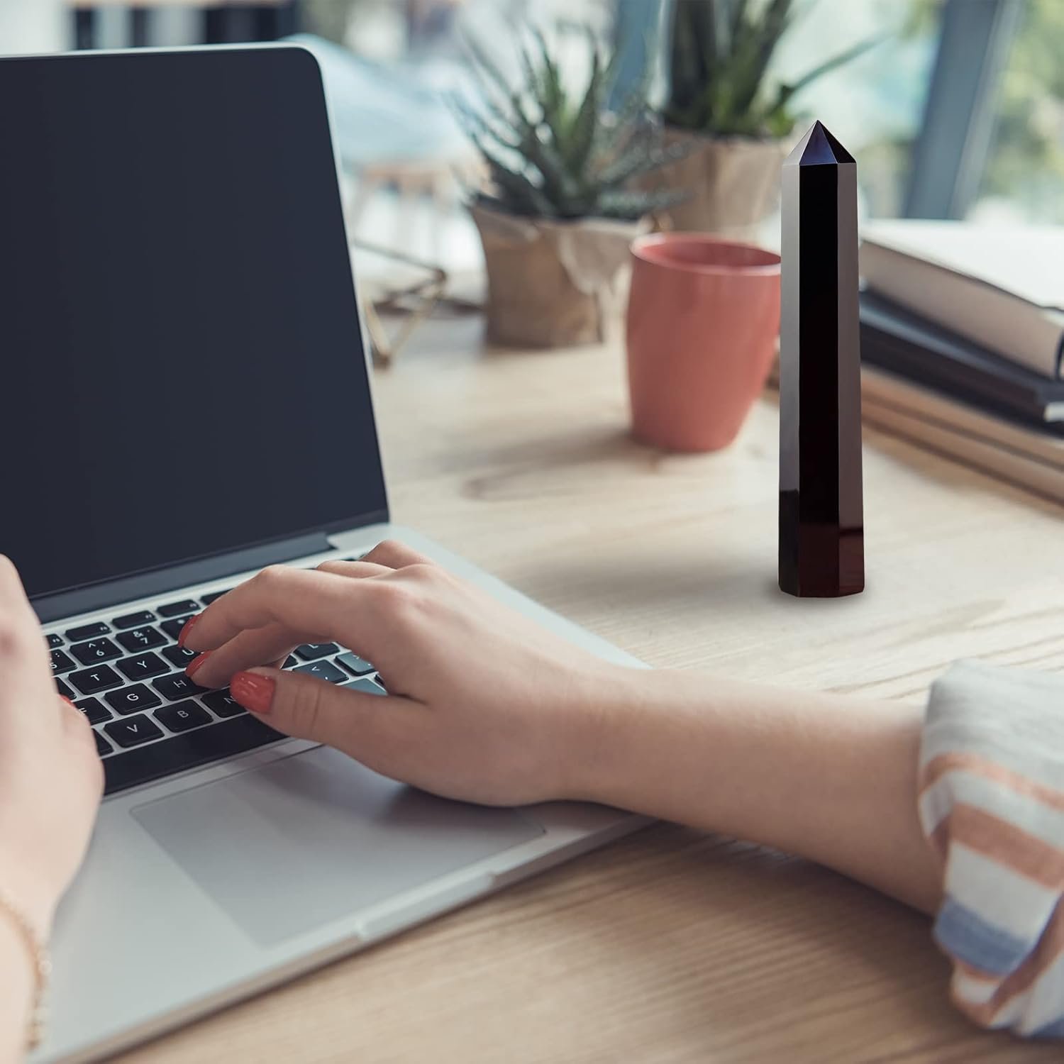 Apengshi Large Obsidian Natural Healing Crystal Tower 59-63 6 Faceted Single Purification Guard Charger Crystal Wand Stone Meditation Home Decor Collection Gift - lunas-mystic-emporium.com Apengshi Large Obsidian Natural Healing Crystal Tower 5.9"-6.3" 6 Faceted Single Purification Guard Charger Crystal Wand Stone Meditation Home Decor Collection Gift