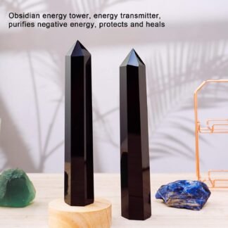 Apengshi Large Obsidian Natural Healing Crystal Tower 59-63 6 Faceted Single Purification Guard Charger Crystal Wand Stone Meditation Home Decor Collection Gift - lunas-mystic-emporium.com Apengshi Large Obsidian Natural Healing Crystal Tower 5.9"-6.3" 6 Faceted Single Purification Guard Charger Crystal Wand Stone Meditation Home Decor Collection Gift