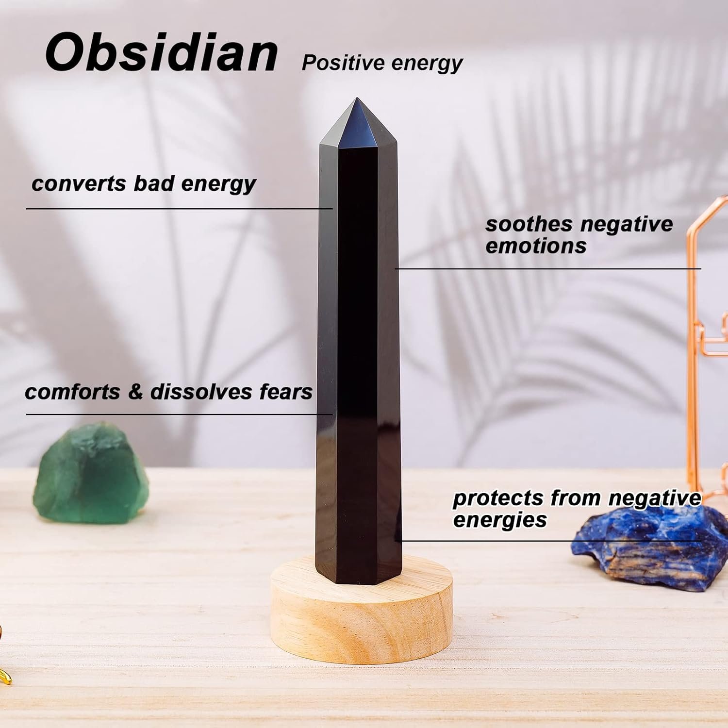 Apengshi Large Obsidian Natural Healing Crystal Tower 59-63 6 Faceted Single Purification Guard Charger Crystal Wand Stone Meditation Home Decor Collection Gift - lunas-mystic-emporium.com Apengshi Large Obsidian Natural Healing Crystal Tower 5.9"-6.3" 6 Faceted Single Purification Guard Charger Crystal Wand Stone Meditation Home Decor Collection Gift
